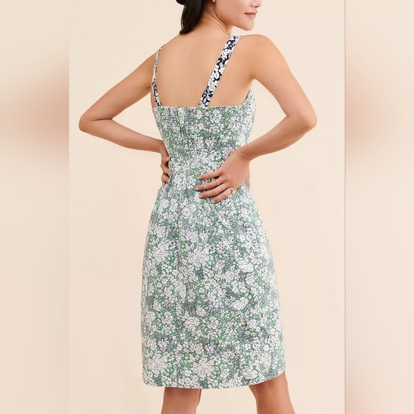 Anthropologie/Maeve Floral Green and White Dress - Picture 2 of 10